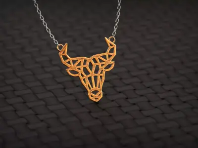 Geometric Bull Skull Head Pendant 3D print model