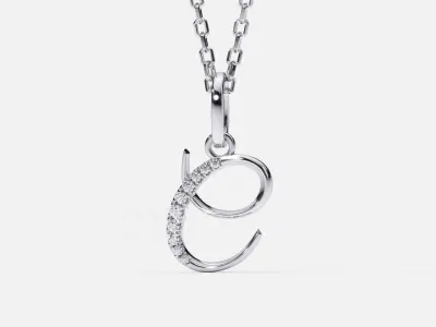 Initial Letter C Alphabet pendant 3D print model