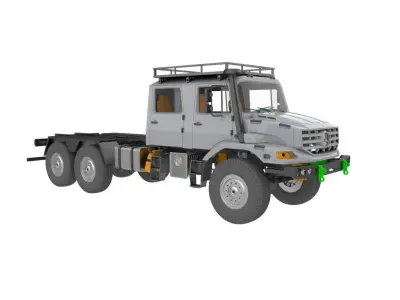 Mercedes Benz Zetros truck crew cab and chassis STL 3D print model