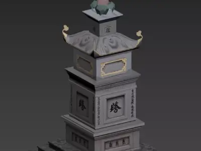 temple low poly 3D model
