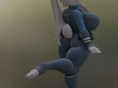 Busty Judy Hopps Low-poly 3D model