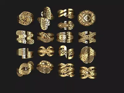 17 rings beautiful light weight ring 3D print model 3D print model