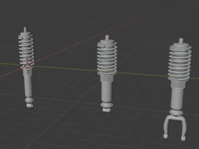  Vehicle Coil spring plus dumper  Low-poly 3D model