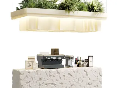 Coffee Shop Reception Restaurant Br Counter 19 3D model