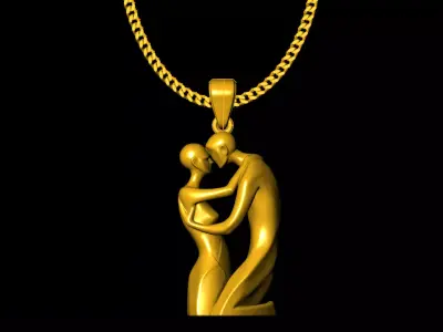 Couple love pendant charms - one inch pendant 3D print model purchase