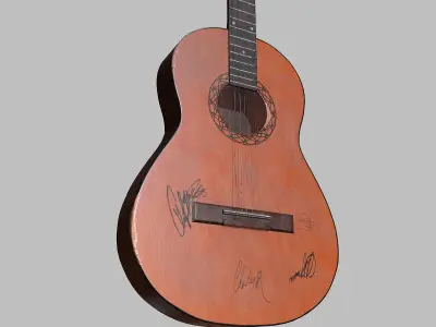 Guitar low-poly acoustic Low-poly 3D model