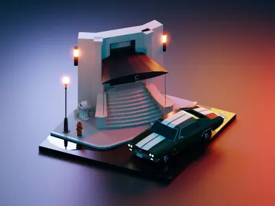 Cartoon John Wick Car 3D model