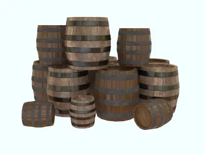 Old Barrel Low Poly PBR Free low-poly 3D model