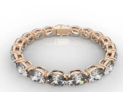 Oval Cut Diamond Tennis Bracelet 3D print model