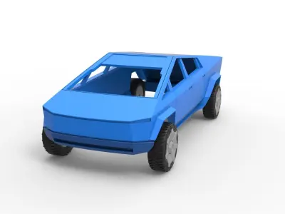 Shell and wheels Tesla Cybertruck Scale 1 to 24 3D print model