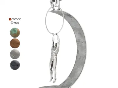 Decorative Sculpture with 4 PBR metal materials 3D model