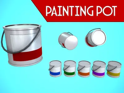 PAINTING POT CLOSED CARTOON STYLIZED Low-poly 3D model