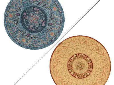 Round Rug Set 194 3D model