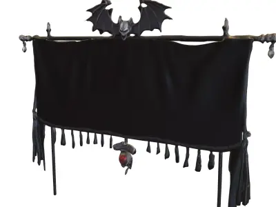 Dark Bat Banner  Gothic Fantasy  Low-poly 3D model