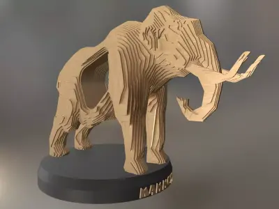 Parametric Wood Mammoth Low-poly 3D model