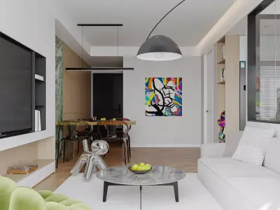 Modern living room dining room interior scenes 530 3D model