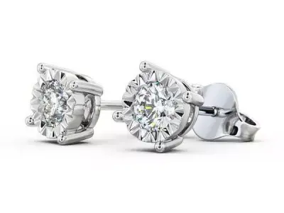 stl file pair of diamond stud earrings gold 3D print model