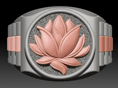 Lotos watch Man Ring silver gold printable jewelry 3D print model