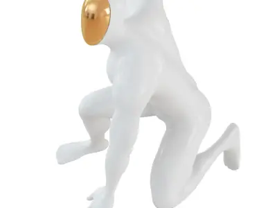 Abstract white mannequin sitting in a superhero pose 133 3D model