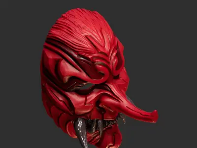 Tengu Teeth Oni Mask 16 Demon Full Face 3D print model
