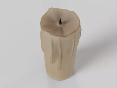 Melted Candle with Drips and Burnt Wick 3D model
