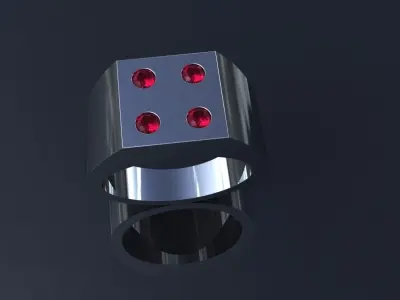 Square Diamond Ring Size 11 Flush Set Round Gems Gold Jewelry 3D print model