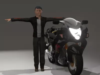 biker man plus bike 3D model