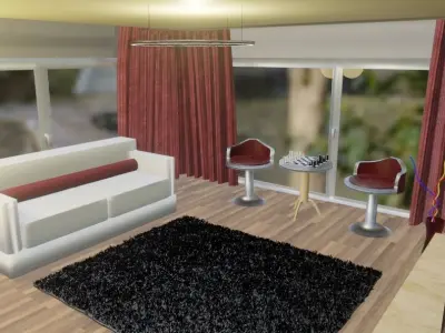 Livingroom room with door 3D model