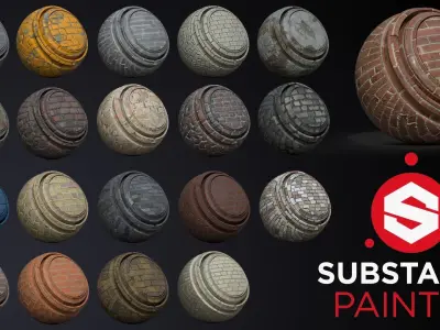 Free Substance Painter 20 X Brick and Walls Smart Materials Free 3D model