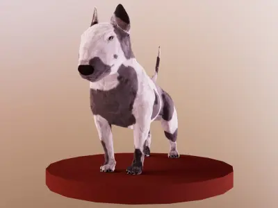 Bull terrier realystic dog cinematic Low-poly 3D model