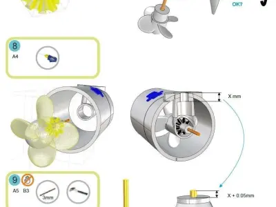MJS 2002-17 Bow Thruster 17mm for scale model boats 3D print model