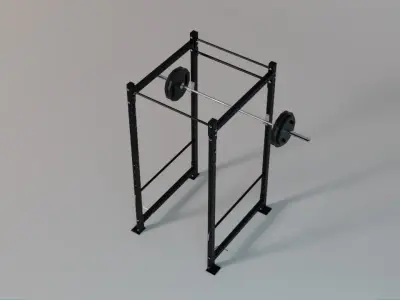 Squat Rack and Loaded Olympic Barbell - Gym Equipment  3D model