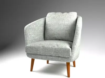 Armchair mid century modern chair Low-poly 3D model