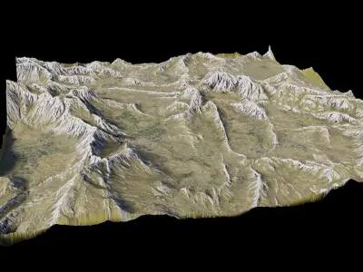 Provence landscape terrain for game engine Low-poly 3D model