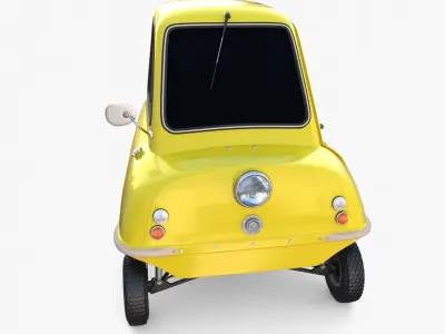 Peel P50 Yellow with chassis 3D model