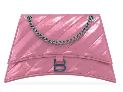 Balenciaga Crush Medium Chain Bag Quilted Pink Low-poly 3D model
