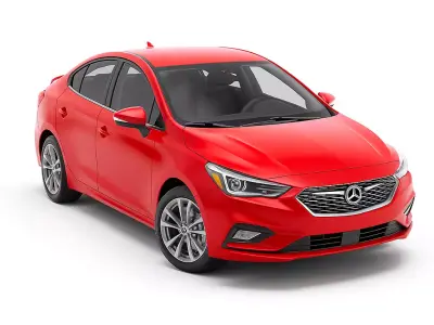 Red Sedan Car Low-poly 3D model