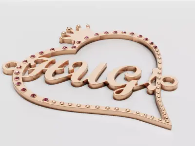 Women Brooch Letter Shape Rhinestone Luxury Stainless 3D print model