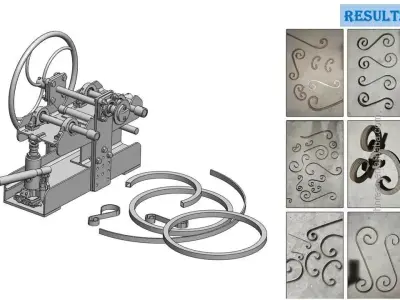 Manual Scroll Bending Machine for Decorative Metalwork 3D model