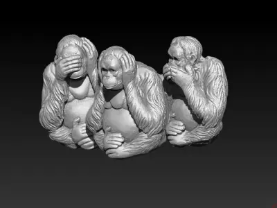 Three Wise Monkeys Set 3D print model