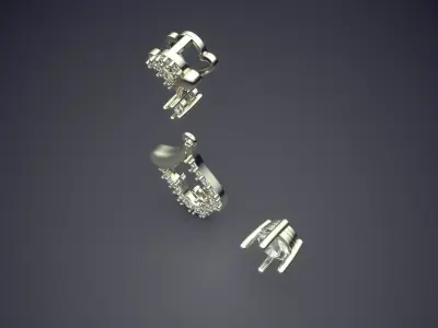 Luxury Earrings With Diamonds On The Side CAD 5174 3D print model