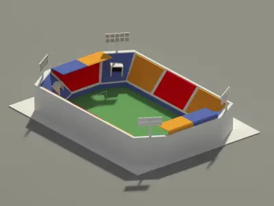 Low Poly Stadium soccer field Low-poly 3D model
