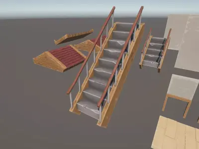 Stylized handpainted modular house URP Unity Free low-poly 3D model