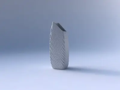 Vase bent rectangle with twisted diagonal grid bulges 3D print model