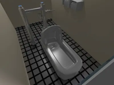 Japanese School Male Restroom 3D model