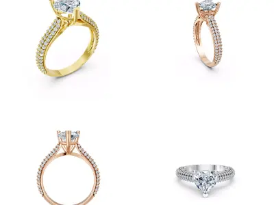 Luxury Pear Diamond Pave Ring Jewellery CAD Design 3DM File 3D print model