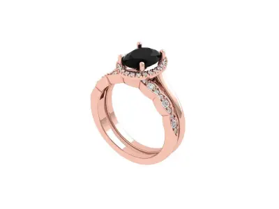 Oval Art Deco Bridal Set 3D print model