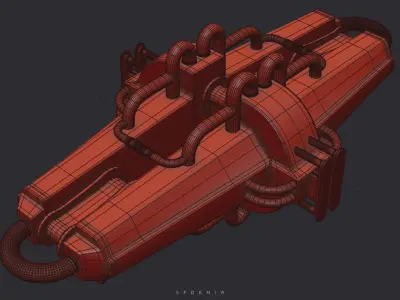 Spaceship Engine 3D Model Low-poly 3D model