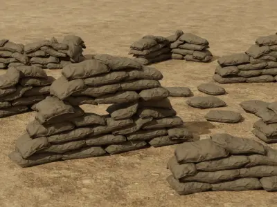 Sandbag Pack - 12 Modular Game Ready Assets with 4K PBR Support Low-poly 3D model