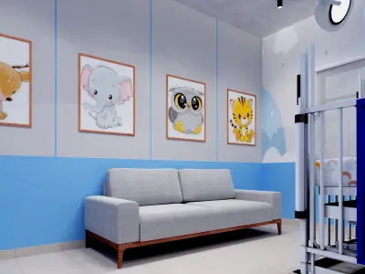 Pediatric hospital room Low-poly 3D model